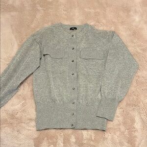 Gray Lurex Button-Up Cardigan